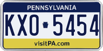 PA license plate KXO5454