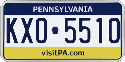 PA license plate KXO5510