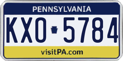 PA license plate KXO5784