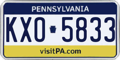 PA license plate KXO5833
