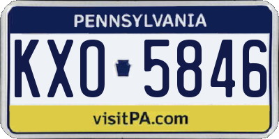 PA license plate KXO5846