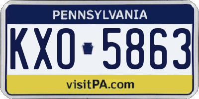 PA license plate KXO5863