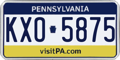 PA license plate KXO5875