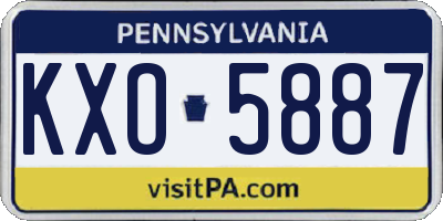 PA license plate KXO5887