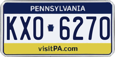 PA license plate KXO6270