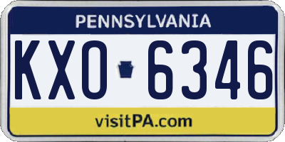 PA license plate KXO6346