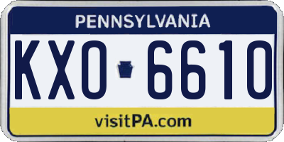 PA license plate KXO6610