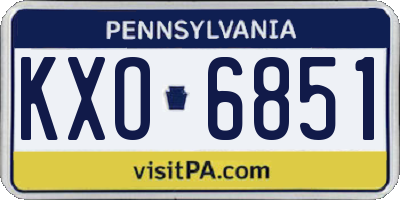 PA license plate KXO6851
