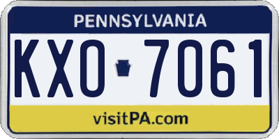PA license plate KXO7061