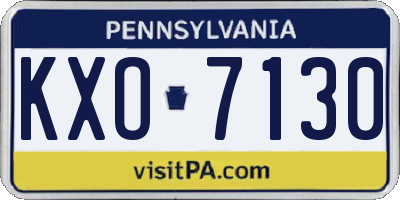 PA license plate KXO7130