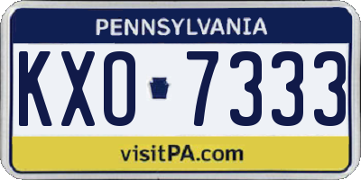 PA license plate KXO7333