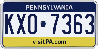 PA license plate KXO7363