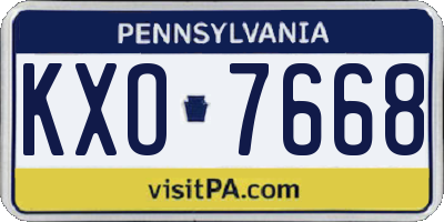 PA license plate KXO7668