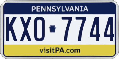 PA license plate KXO7744