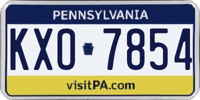 PA license plate KXO7854