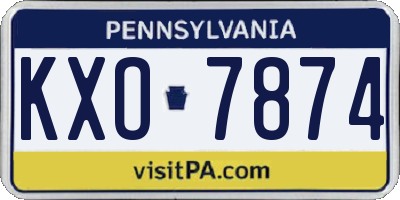 PA license plate KXO7874