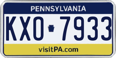PA license plate KXO7933
