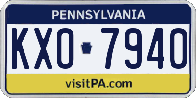 PA license plate KXO7940