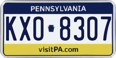 PA license plate KXO8307
