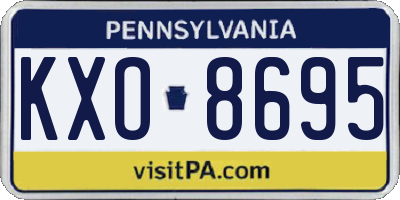 PA license plate KXO8695