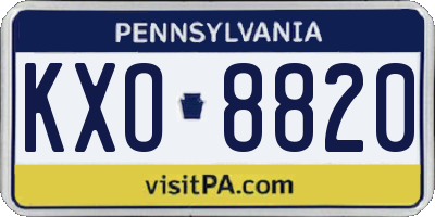 PA license plate KXO8820