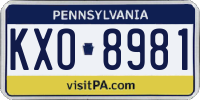 PA license plate KXO8981