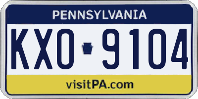 PA license plate KXO9104