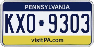 PA license plate KXO9303