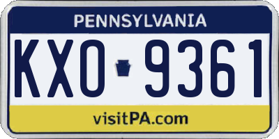 PA license plate KXO9361