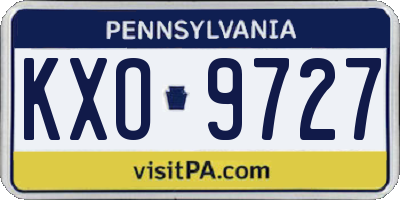 PA license plate KXO9727