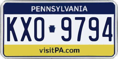 PA license plate KXO9794
