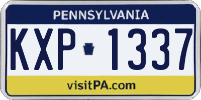 PA license plate KXP1337