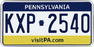 PA license plate KXP2540