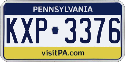 PA license plate KXP3376