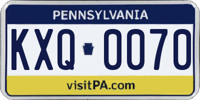 PA license plate KXQ0070