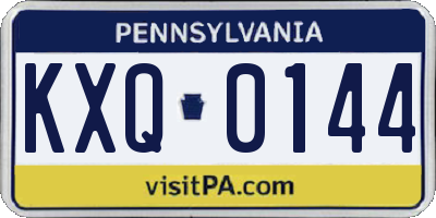 PA license plate KXQ0144