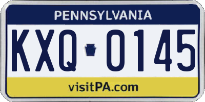 PA license plate KXQ0145