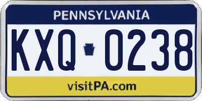 PA license plate KXQ0238