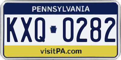 PA license plate KXQ0282