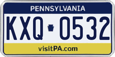 PA license plate KXQ0532