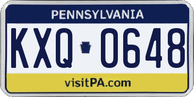 PA license plate KXQ0648