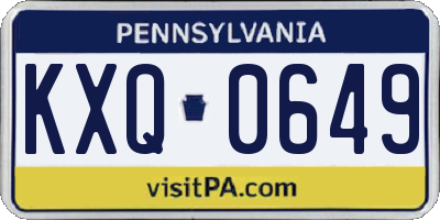 PA license plate KXQ0649