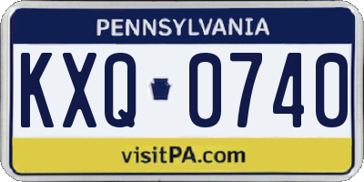 PA license plate KXQ0740