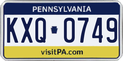 PA license plate KXQ0749