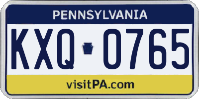 PA license plate KXQ0765