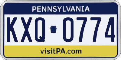 PA license plate KXQ0774