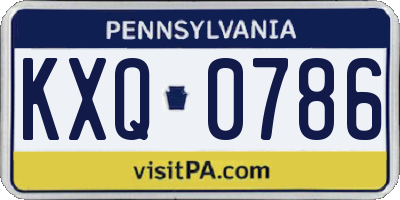 PA license plate KXQ0786