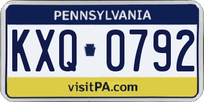 PA license plate KXQ0792