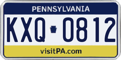 PA license plate KXQ0812