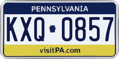 PA license plate KXQ0857
